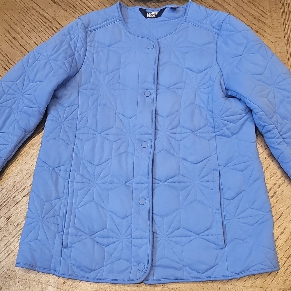 Lands End Light Blue Quilted Jacket Size M - Picture 12 of 12